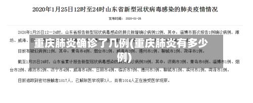 重庆肺炎确诊了几例(重庆肺炎有多少例)-第2张图片