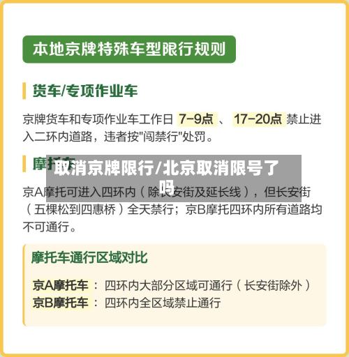 取消京牌限行/北京取消限号了吗-第2张图片