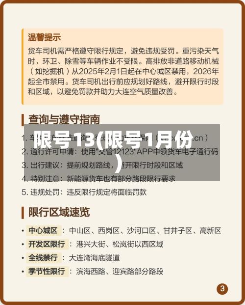 限号13(限号1月份)