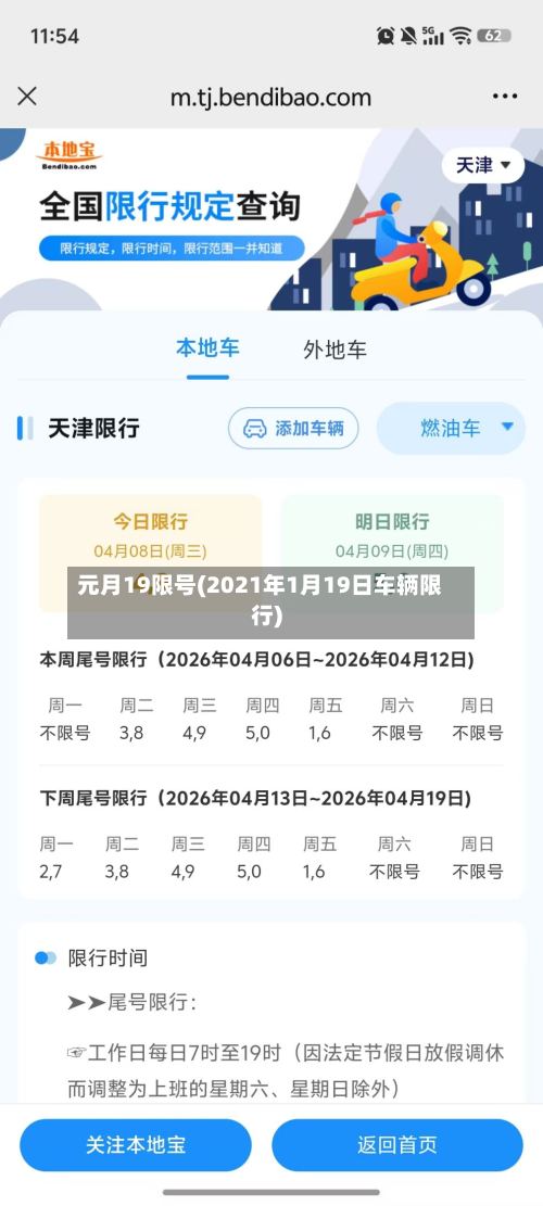 元月19限号(2021年1月19日车辆限行)