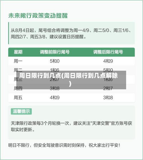 周日限行到几点(周日限行到几点解除)