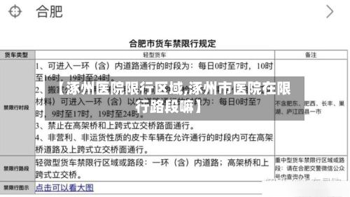 【涿州医院限行区域,涿州市医院在限行路段嘛】